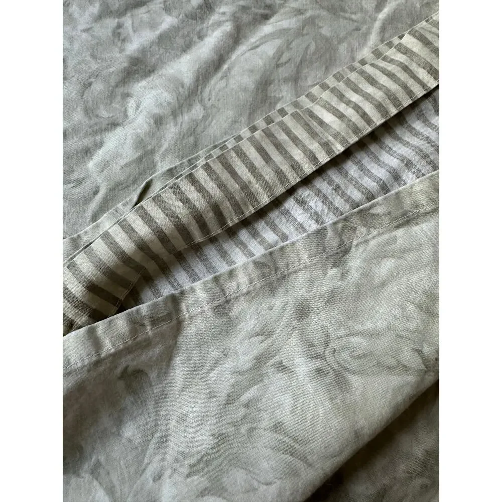 Nancy Koltes LUXURY LINENS full Duvet Cover Italy striped floral gray cream